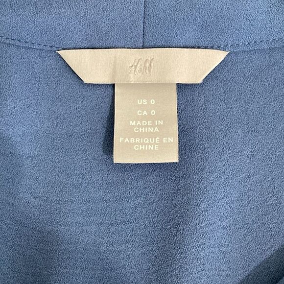 CLEARANCE H&M Shift Dress w/Neck Tie Size 0 Blue 3/4 Sleeve Collegiate - Picture 4 of 6